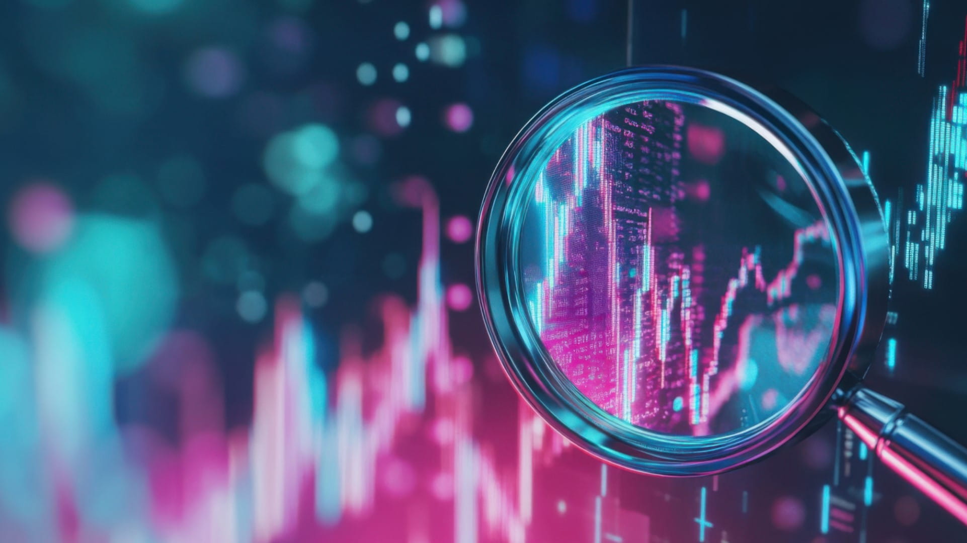 Magnifying glass focusing on data
