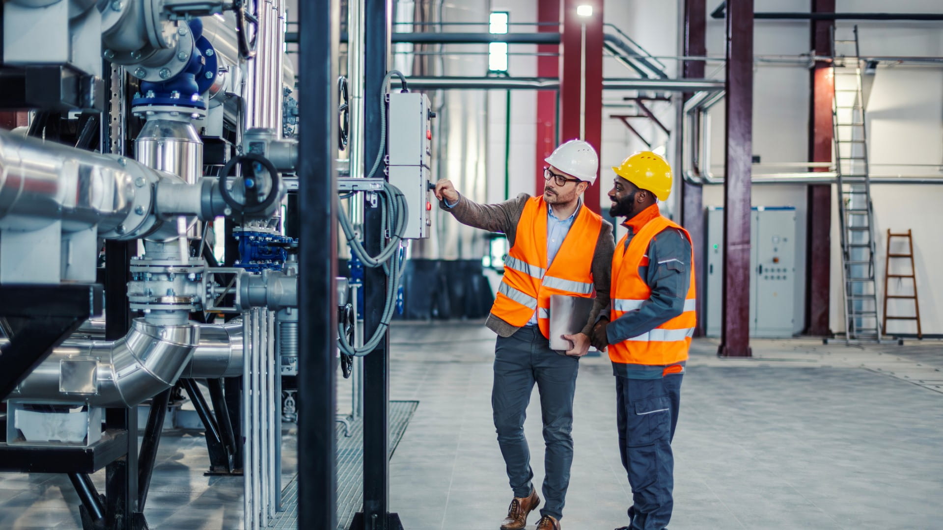 Engineers inspecting machinery